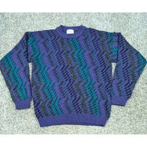 Vintage Protege Sweater Mens Medium Purple Knit 90s Style Purple Rap Hip Hop